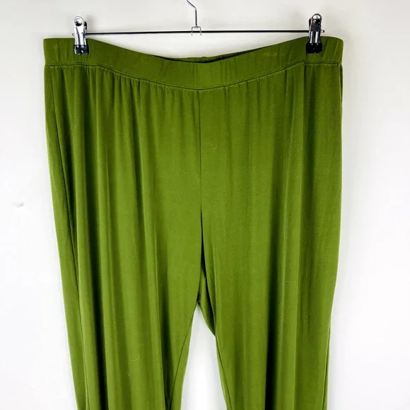 Susan Graver Sz 3XT Tall Plus Liquid Knit Pull On Wide Leg Pants Green - Picture 3 of 10